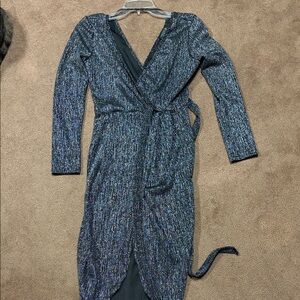 Elegant silver and black Wrap Dress